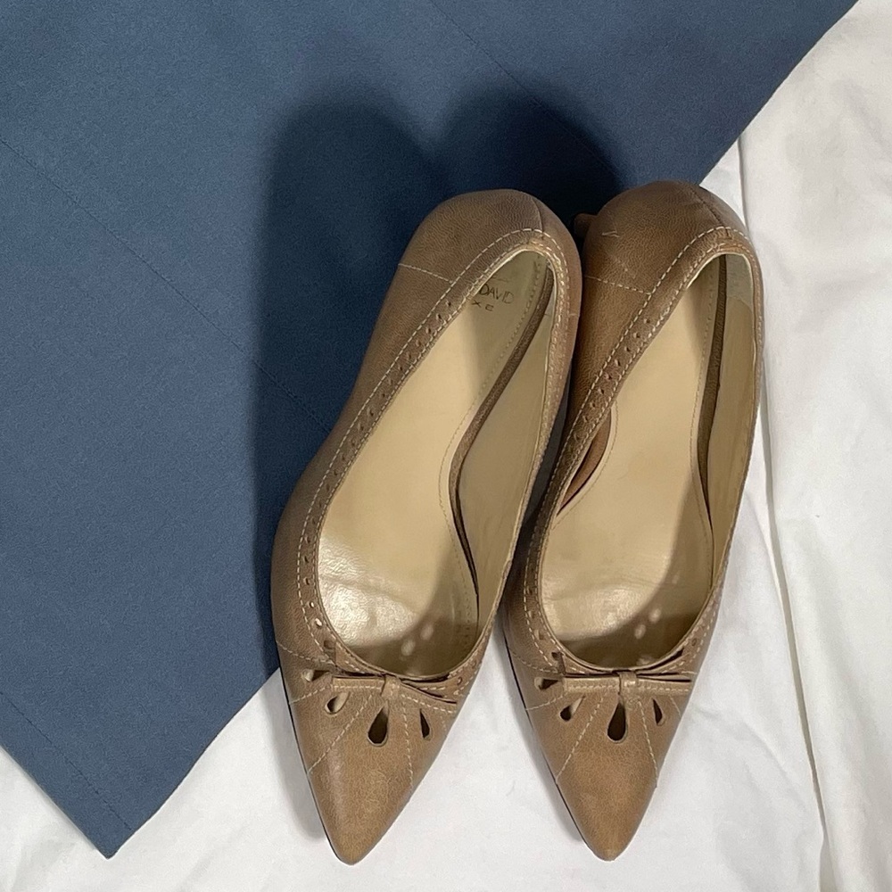 Joan & David Taupe Leather Pumps